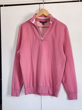 G/FORE Men's Rose Pink Quarter-Zip Sweater